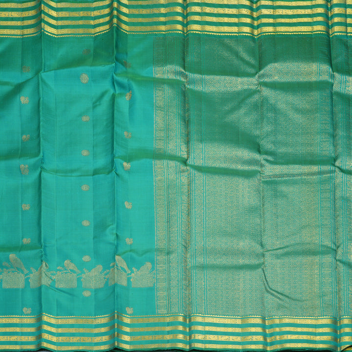 Hayagrivas Handloom Teal Kanjivaram Silk Saree KBF235E2-1