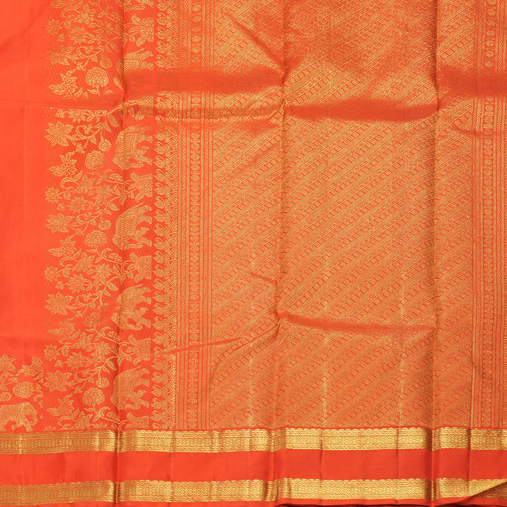 Hayagrivas Handloom Orange Kanjivaram Silk Saree KBF235E2-2