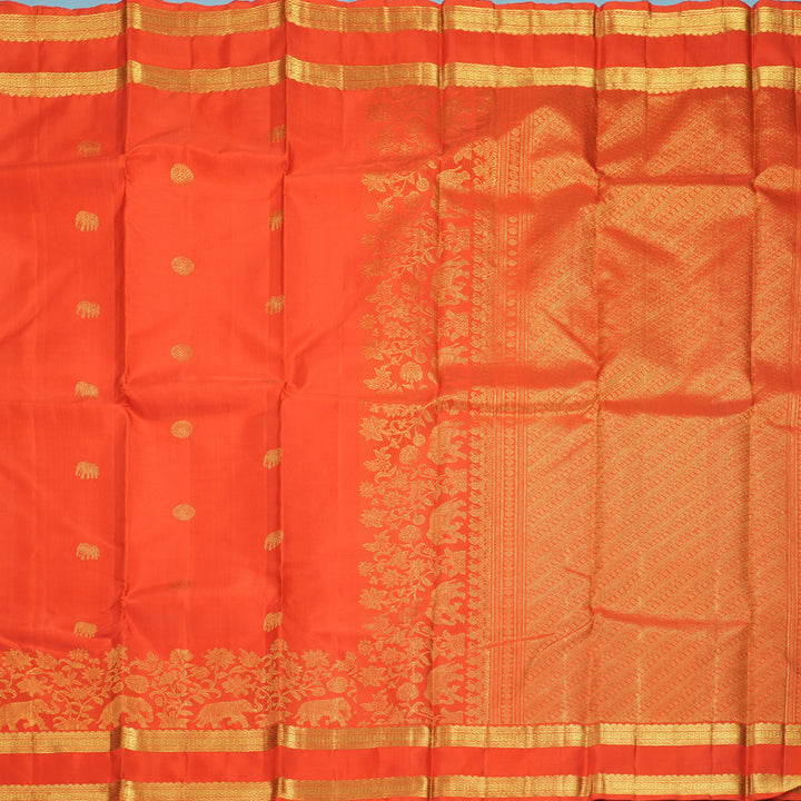 Hayagrivas Handloom Orange Kanjivaram Silk Saree KBF235E2-2