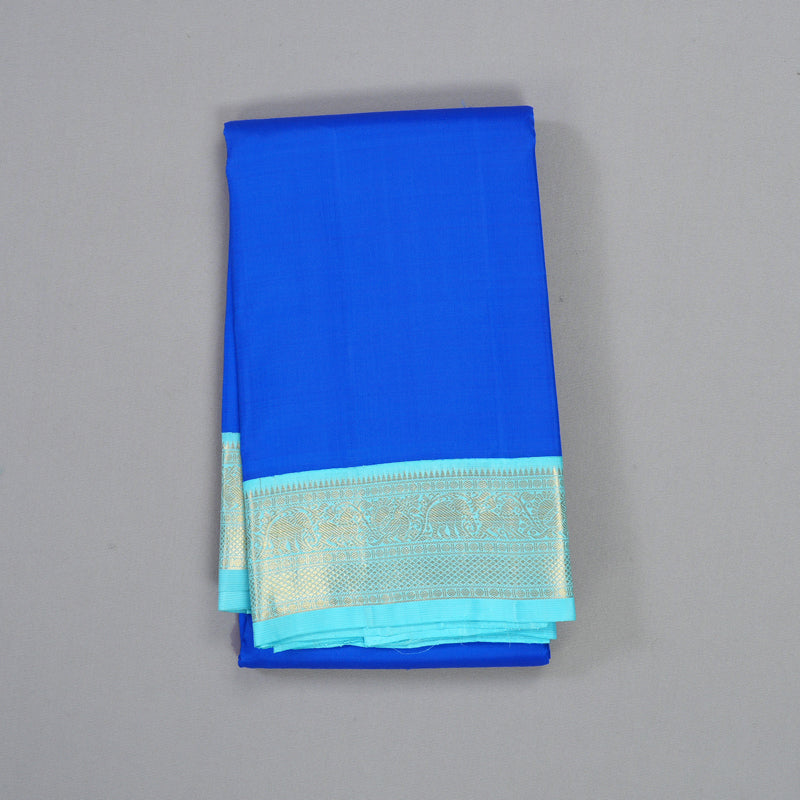 Hayagrivas Handloom MS Blue Kanjivaram Silk Saree with Sky Blue Border KBF237E1-1