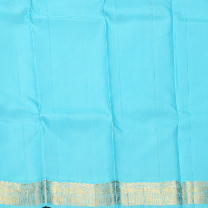Hayagrivas Handloom MS Blue Kanjivaram Silk Saree with Sky Blue Border KBF237E1-1