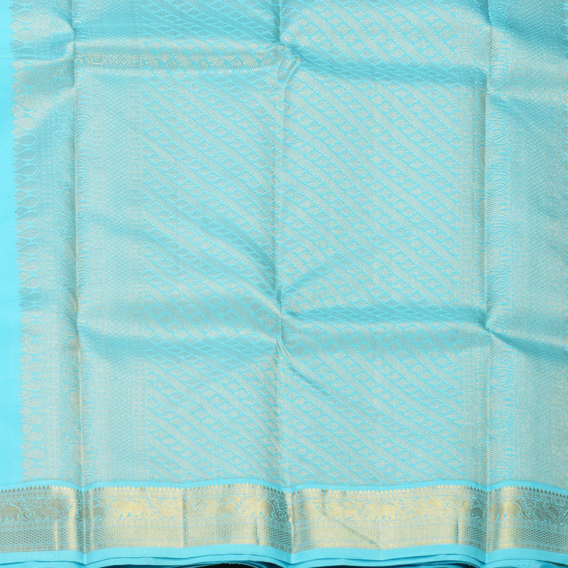 Hayagrivas Handloom MS Blue Kanjivaram Silk Saree with Sky Blue Border KBF237E1-1