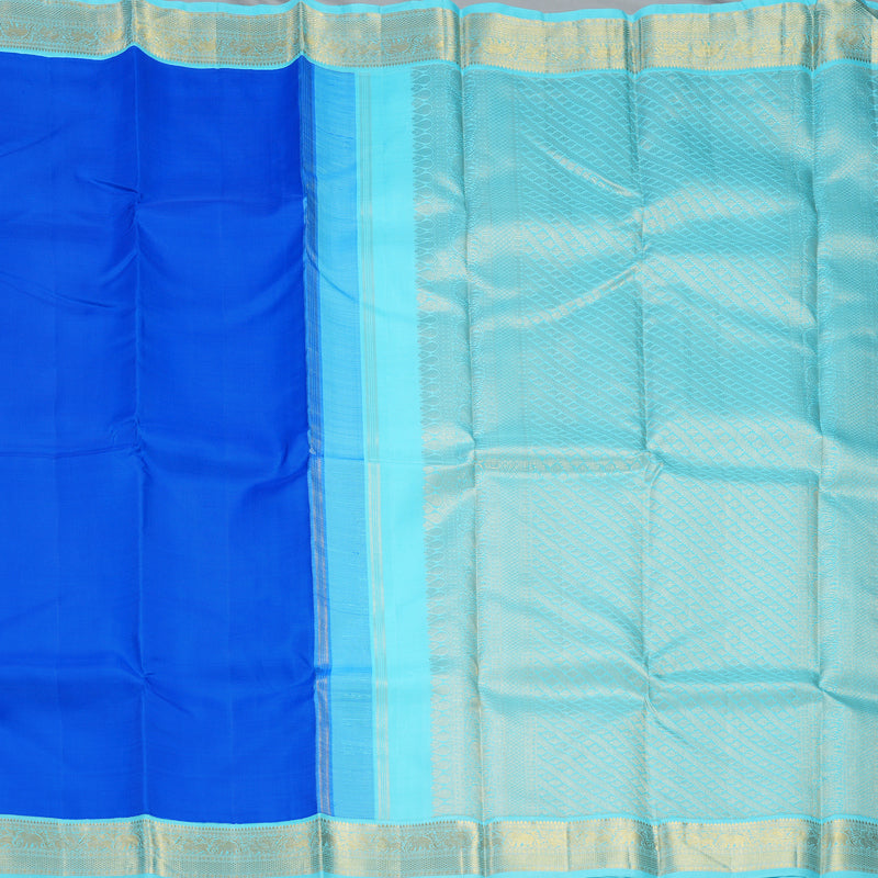 Hayagrivas Handloom MS Blue Kanjivaram Silk Saree with Sky Blue Border KBF237E1-1