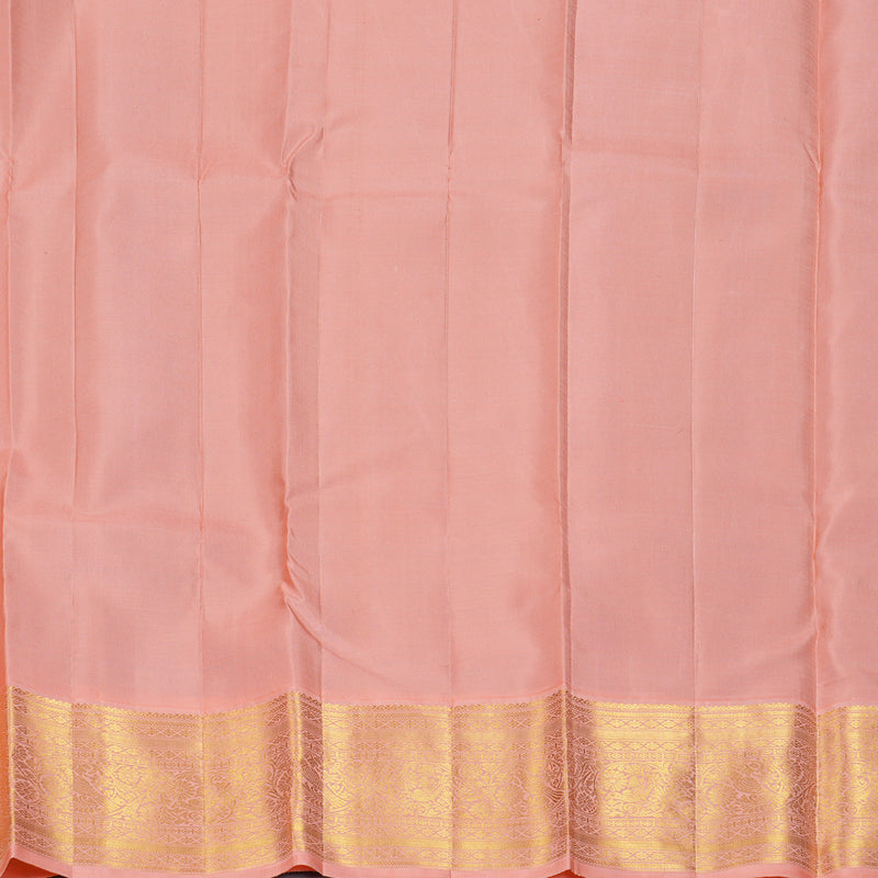 Hayagrivas Handloom Nagapazham Kanjivaram Silk Saree with Peach Pink Border KBF238E1-1