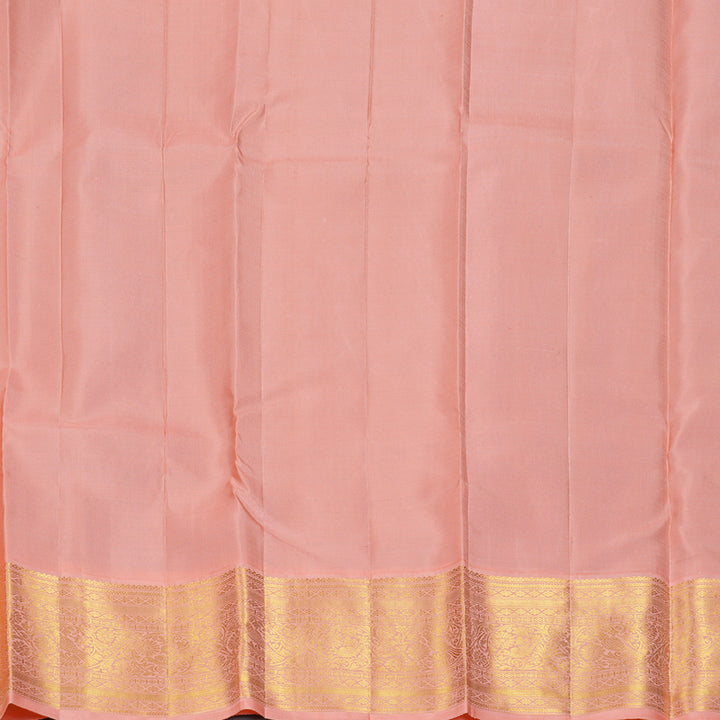 Hayagrivas Handloom Nagapazham Kanjivaram Silk Saree with Peach Pink Border KBF238E1-1
