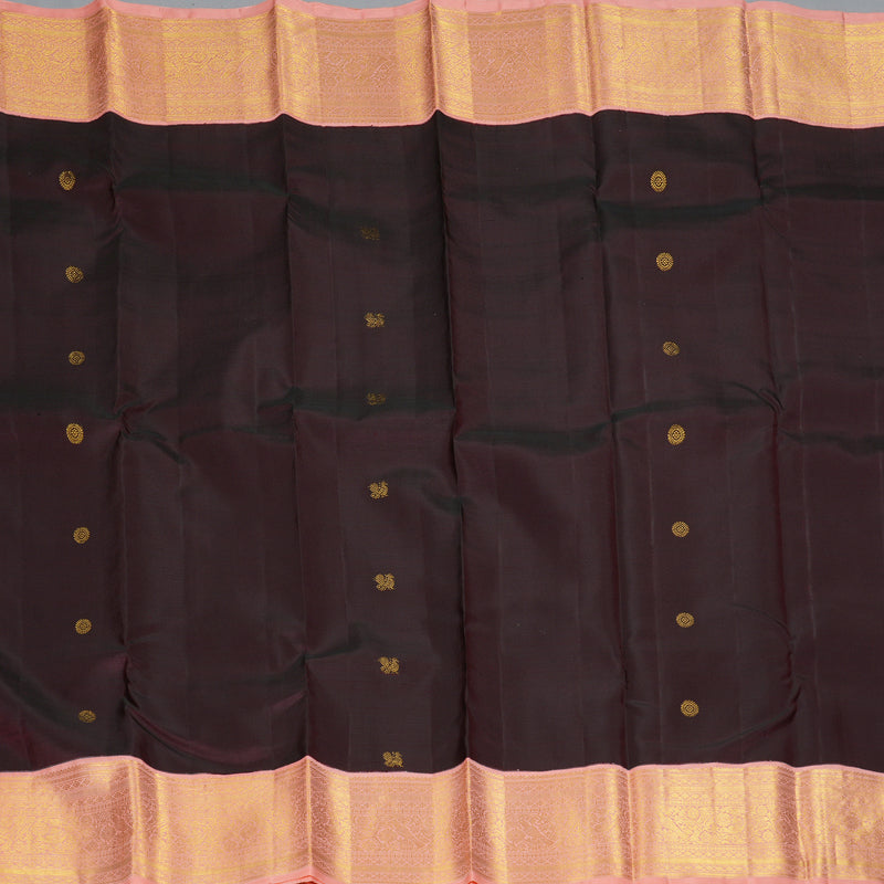 Hayagrivas Handloom Nagapazham Kanjivaram Silk Saree with Peach Pink Border KBF238E1-1