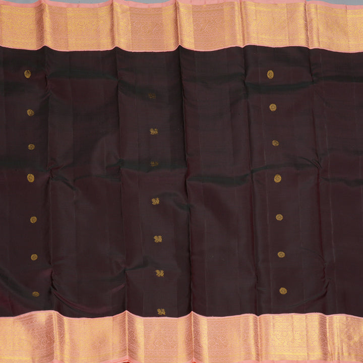 Hayagrivas Handloom Nagapazham Kanjivaram Silk Saree with Peach Pink Border KBF238E1-1