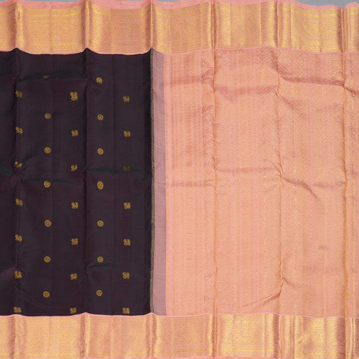 Hayagrivas Handloom Nagapazham Kanjivaram Silk Saree with Peach Pink Border KBF238E1-1