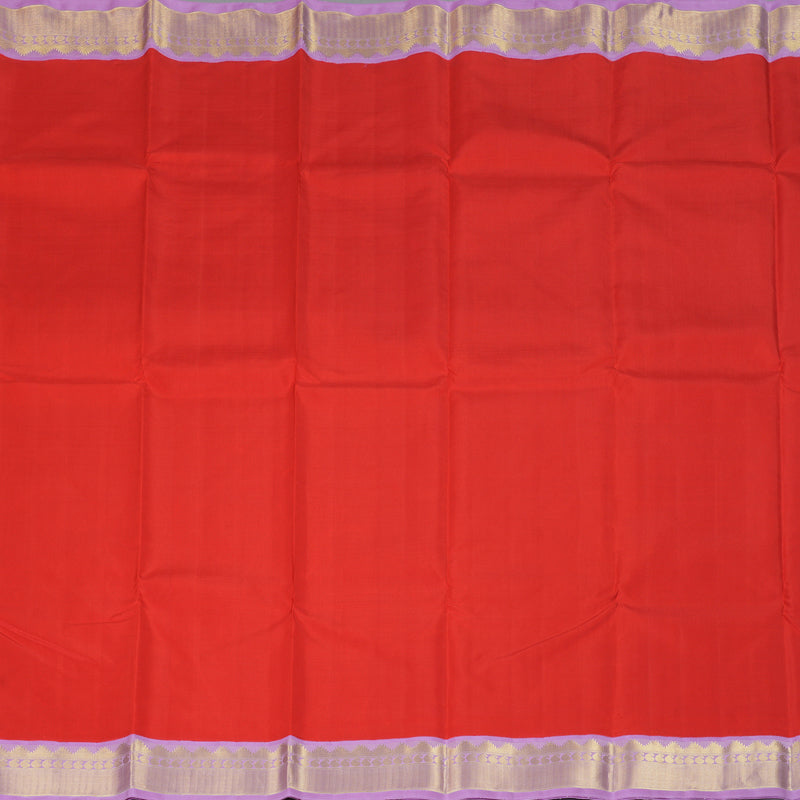 Hayagrivas Handloom Red Kanjivaram Silk Saree with Lavender Border KBF239E3-1