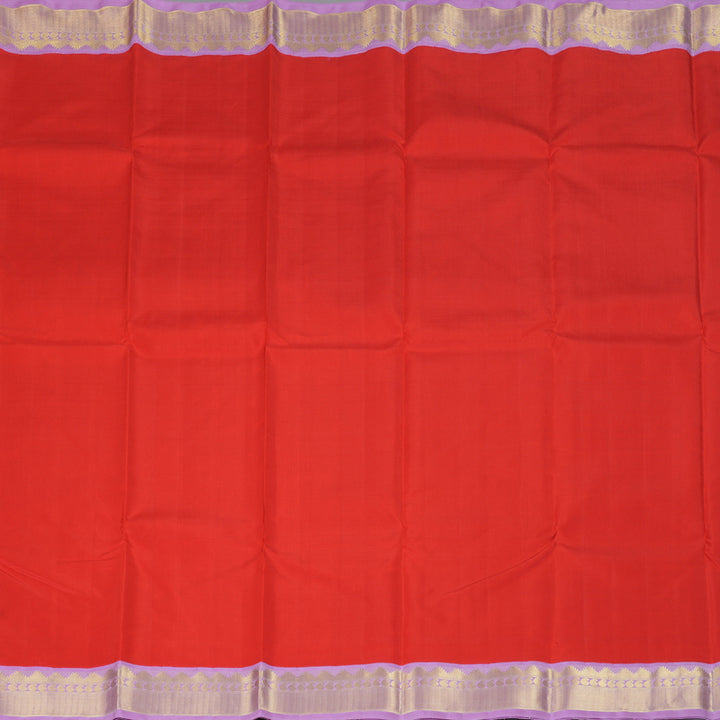 Hayagrivas Handloom Red Kanjivaram Silk Saree with Lavender Border KBF239E3-1