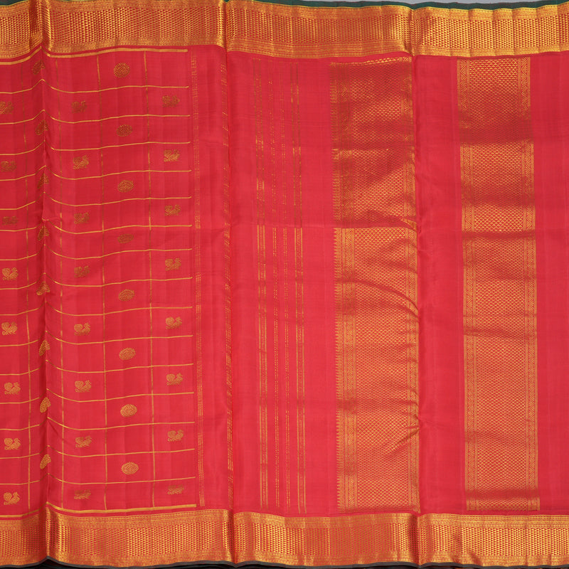 Hayagrivas Handloom Red Ten Yards Silk Saree KBF242E1-1