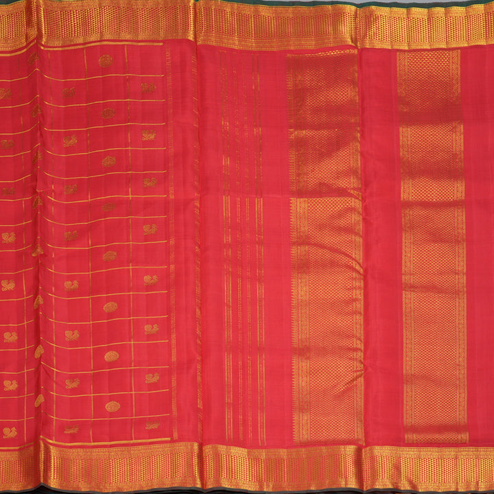 Hayagrivas Handloom Red Ten Yards Silk Saree KBF242E1-1