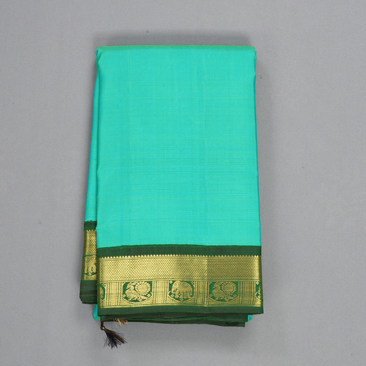 Hayagrivas Handloom Aqua Green Kanjivaram Silk Saree with Karum Pachai Border KBF243E1-1