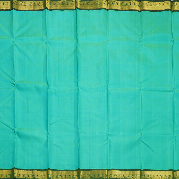 Hayagrivas Handloom Aqua Green Kanjivaram Silk Saree with Karum Pachai Border KBF243E1-1