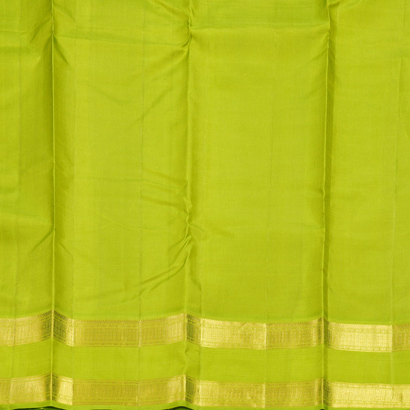 Hayagrivas Handloom Black Kanjivaram Silk Saree with Parrot Green Border KBF243E4-1