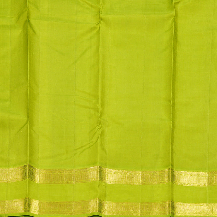Hayagrivas Handloom Black Kanjivaram Silk Saree with Parrot Green Border KBF243E4-1