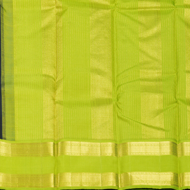 Hayagrivas Handloom Black Kanjivaram Silk Saree with Parrot Green Border KBF243E4-1