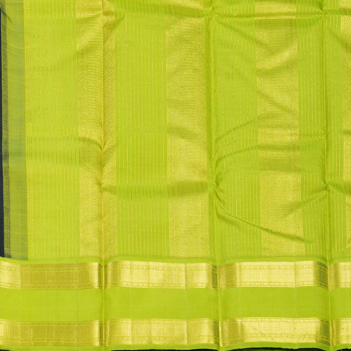 Hayagrivas Handloom Black Kanjivaram Silk Saree with Parrot Green Border KBF243E4-1