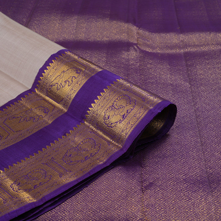 Hayagrivas Handloom Mild Onion Pink Kanjivaram Silk Saree with Purple Border KBF244E1-1