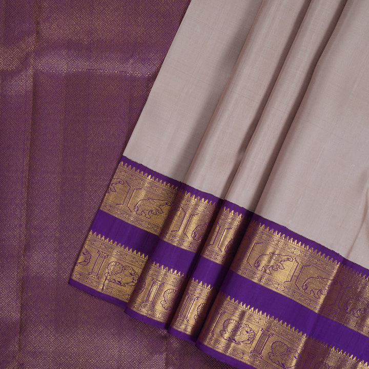 Hayagrivas Handloom Mild Onion Pink Kanjivaram Silk Saree with Purple Border KBF244E1-1