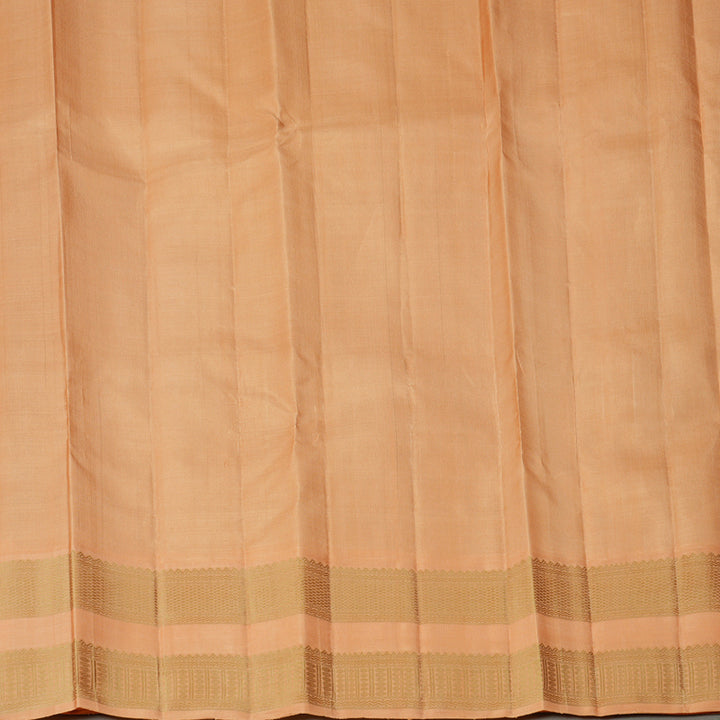 Hayagrivas Handloom Sage Green Kanjivaram Silk Saree with Peach Border KBF244E1-2
