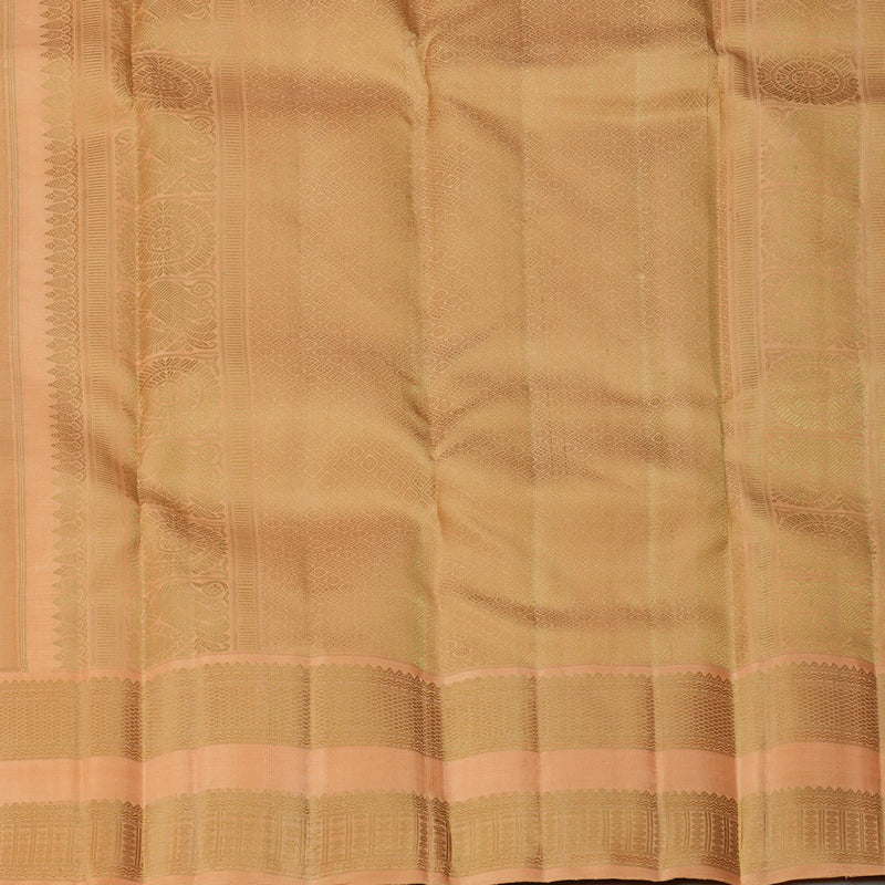 Hayagrivas Handloom Sage Green Kanjivaram Silk Saree with Peach Border KBF244E1-2