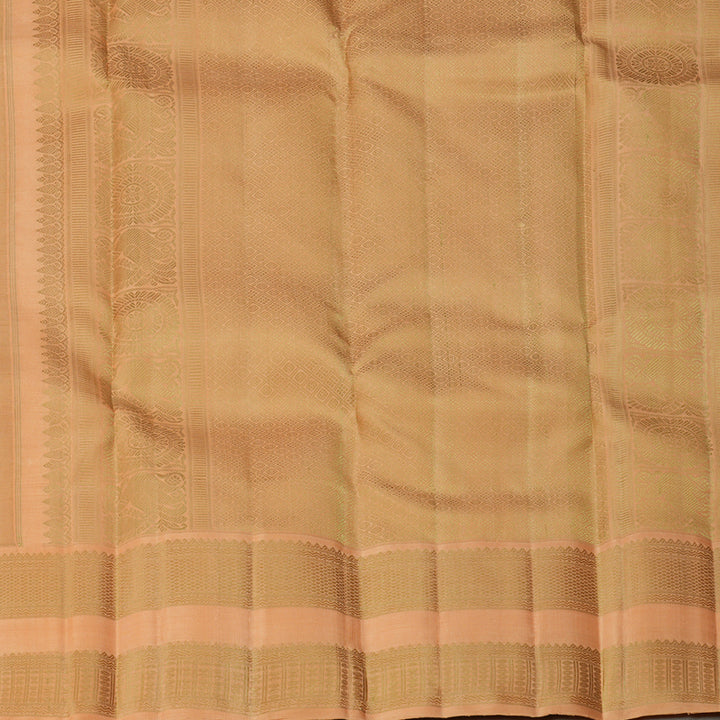 Hayagrivas Handloom Sage Green Kanjivaram Silk Saree with Peach Border KBF244E1-2