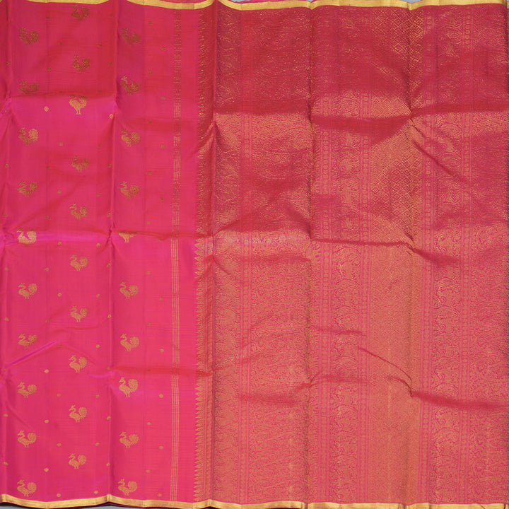 Hayagrivas Handloom Rani Pink Kanjivaram Silk Saree KBF245E1-1