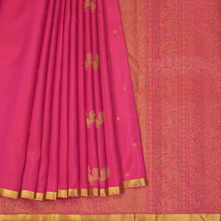Hayagrivas Handloom Rani Pink Kanjivaram Silk Saree KBF245E1-1