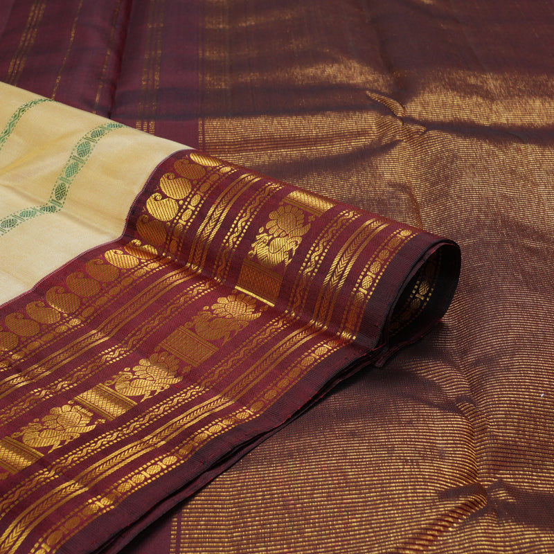 Hayagrivas Handloom Sandal Kanjivaram Silk Saree with Ganga Jamuna Border KBF245E13-1