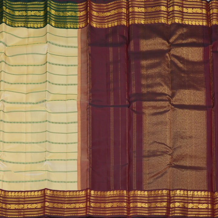 Hayagrivas Handloom Sandal Kanjivaram Silk Saree with Ganga Jamuna Border KBF245E13-1