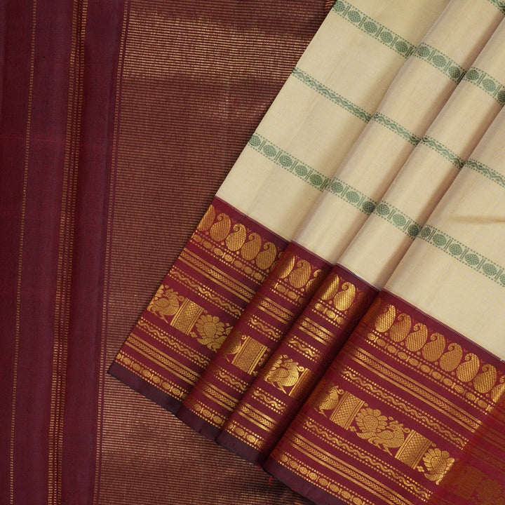 Hayagrivas Handloom Sandal Kanjivaram Silk Saree with Ganga Jamuna Border KBF245E13-1
