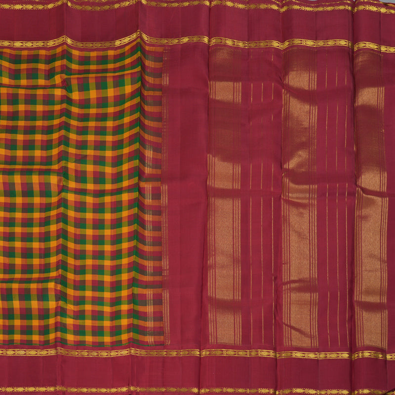 Hayagrivas Handloom Multicolour Checks Kanjivaram Silk Saree KBF245E17-1