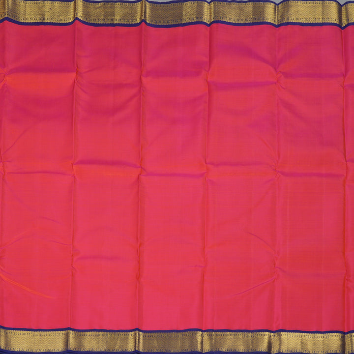 Hayagrivas Handloom Pinkish-Orange Kanjivaram Silk Saree with Dark Blue Border KBF246E1-11