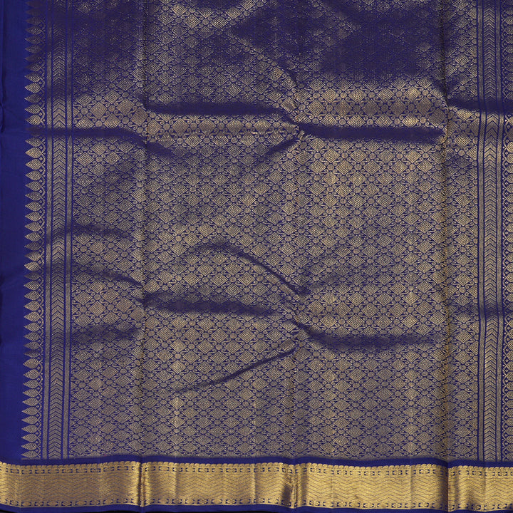 Hayagrivas Handloom Pinkish-Orange Kanjivaram Silk Saree with Dark Blue Border KBF246E1-11
