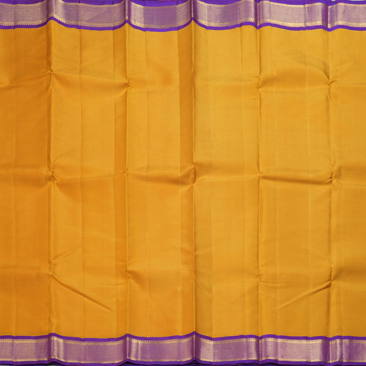 Hayagrivas Handloom Mustard Yellow Kanjivaram Silk Saree with Purple Border KBF246E1-3