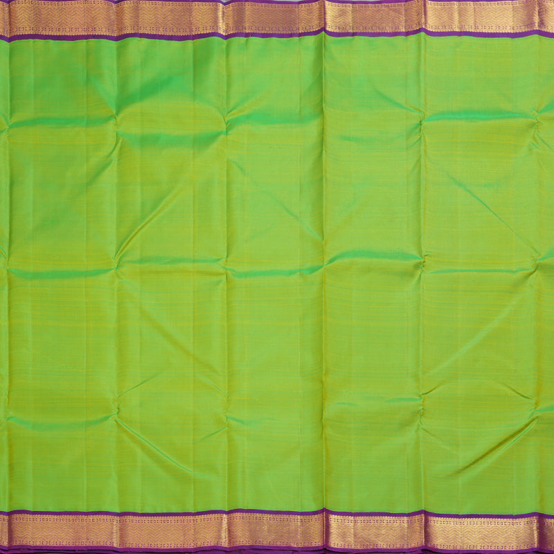 Hayagrivas Handloom Fluorescent Green Kanjivaram Silk Saree with Purple Border KBF246E1-8