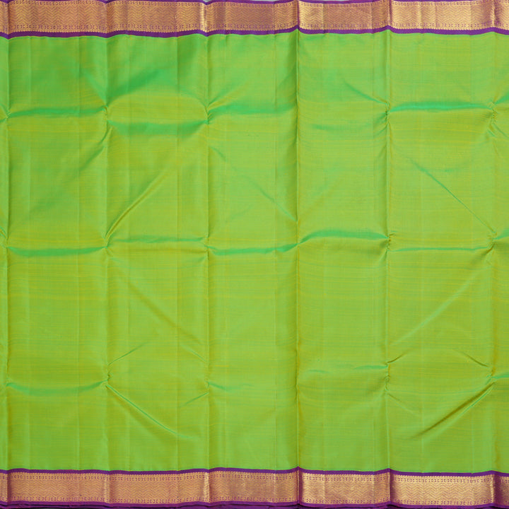 Hayagrivas Handloom Fluorescent Green Kanjivaram Silk Saree with Purple Border KBF246E1-8
