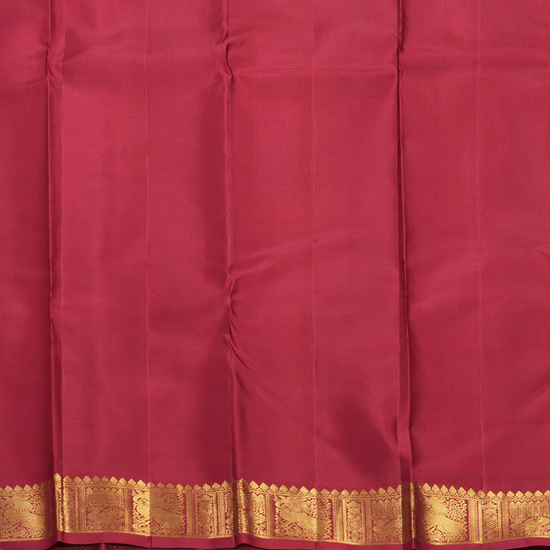 Hayagrivas Handloom Half-White Kanjivaram Silk Saree with Maroon Border KBF246E2-2