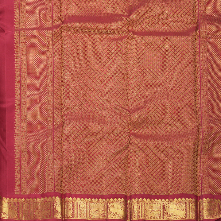 Hayagrivas Handloom Half-White Kanjivaram Silk Saree with Maroon Border KBF246E2-2