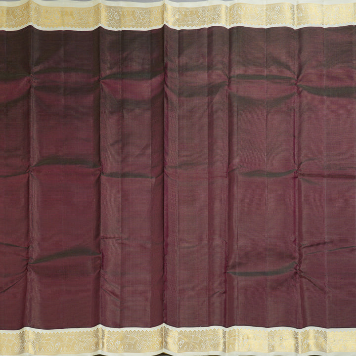 Hayagrivas Handloom Wine Purple Kanjivaram Silk Saree with Half-White Border KBF246E2-10