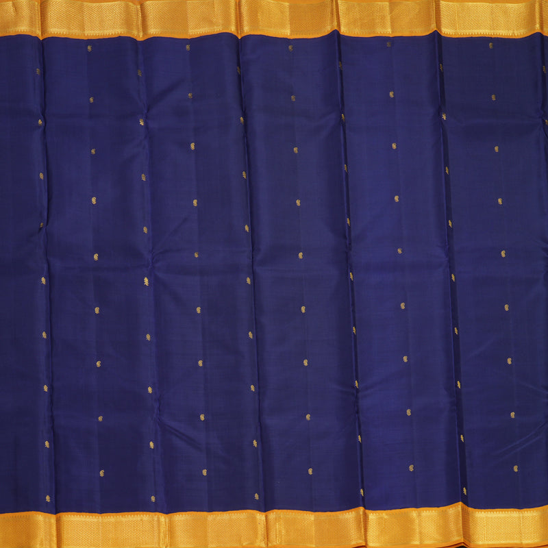 Hayagrivas Handloom Navy Blue Kanjivaram Silk Saree with Mustard Yellow Border KBF246E2-3