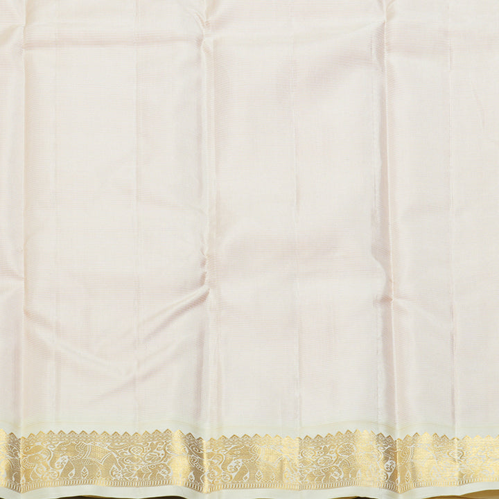 Hayagrivas Handloom Orangish-Pink Kanjivaram Silk Saree with Half-White Border KBF246E2-8