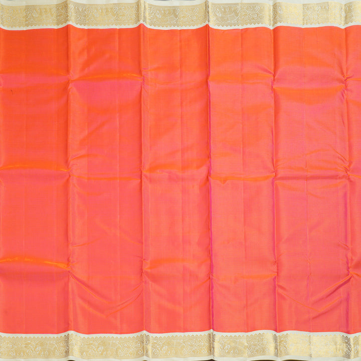 Hayagrivas Handloom Orangish-Pink Kanjivaram Silk Saree with Half-White Border KBF246E2-8