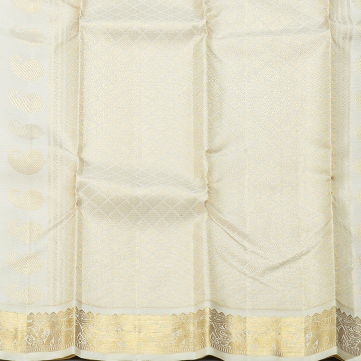 Hayagrivas Handloom Orangish-Pink Kanjivaram Silk Saree with Half-White Border KBF246E2-8