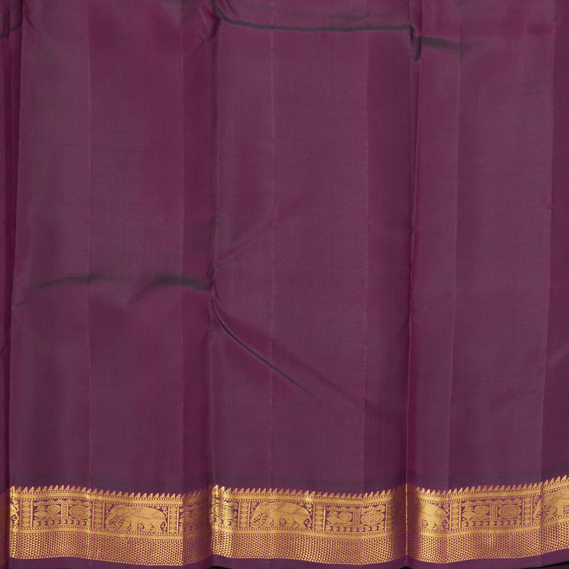 Hayagrivas Handloom Creamy Ivory Kanjivaram Silk Saree with Purple Border KBF246E3-1