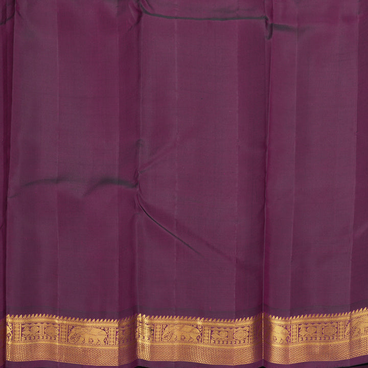 Hayagrivas Handloom Creamy Ivory Kanjivaram Silk Saree with Purple Border KBF246E3-1