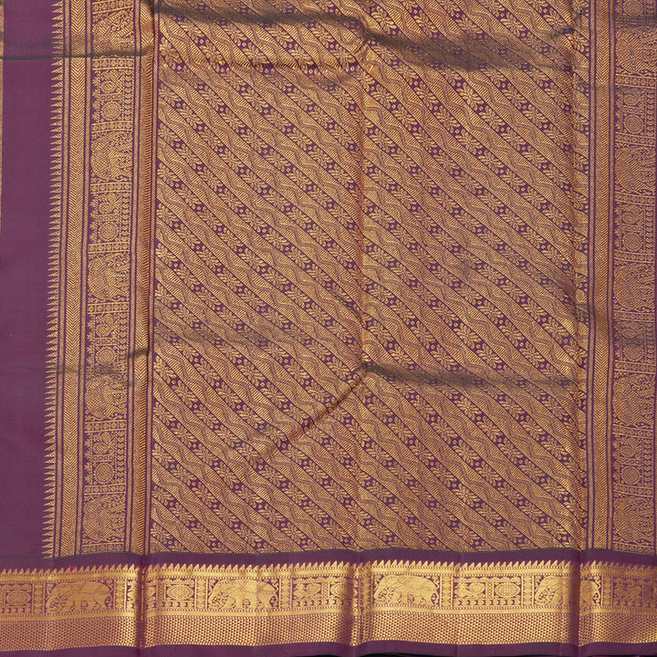 Hayagrivas Handloom Creamy Ivory Kanjivaram Silk Saree with Purple Border KBF246E3-1