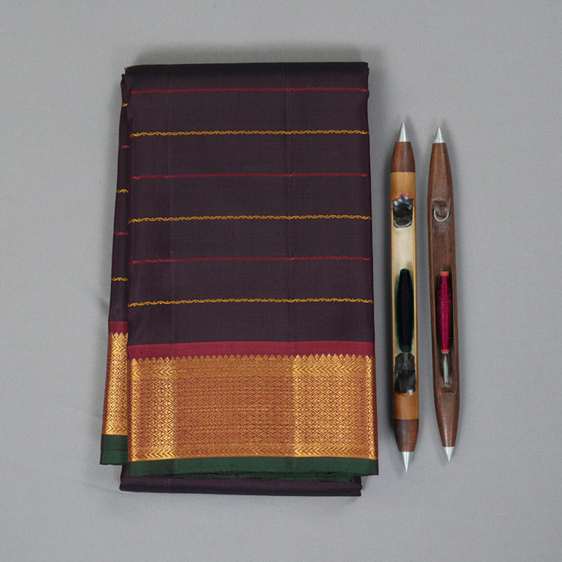 Hayagrivas Handloom Nagapazham Kanjivaram Silk Saree with Maroon Border KBF246E4-3