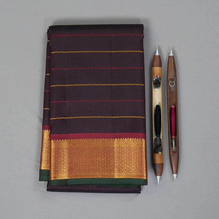 Hayagrivas Handloom Nagapazham Kanjivaram Silk Saree with Maroon Border KBF246E4-3